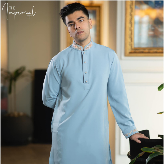 Sky Blue Color Zardosi panjabi (EASMZSB24-36)