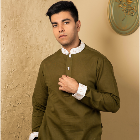 Olive color panjabi (EASMO23-12)