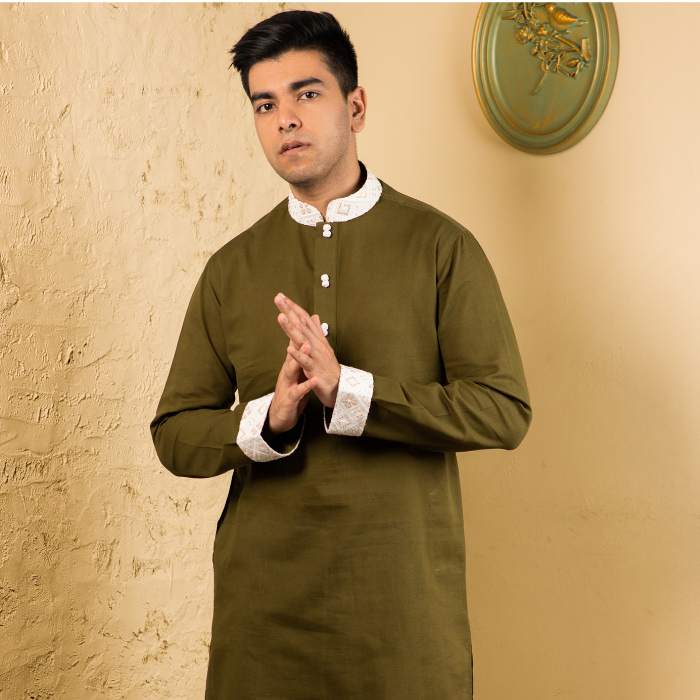 Olive color panjabi (EASMO23-12)