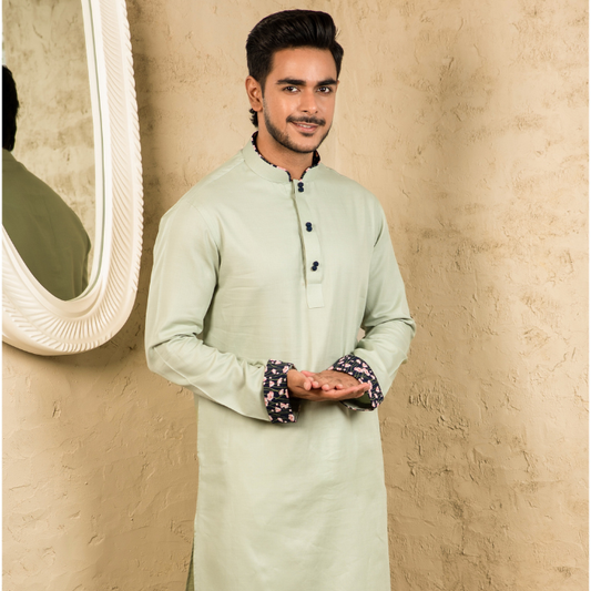 Mint color panjabi (EAMSG23-16)