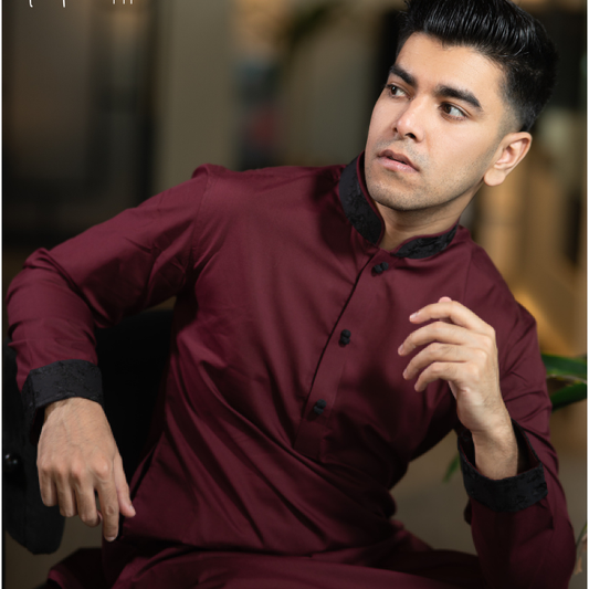 BURNT MAROON color panjabi (EASMBM24-13)