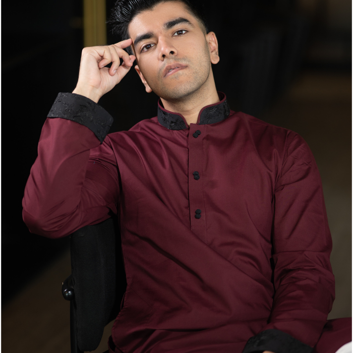 BURNT MAROON color panjabi (EASMBM24-13)