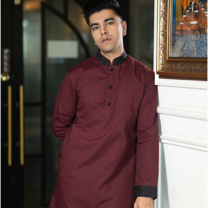 BURNT MAROON color panjabi (EASMBM24-13)